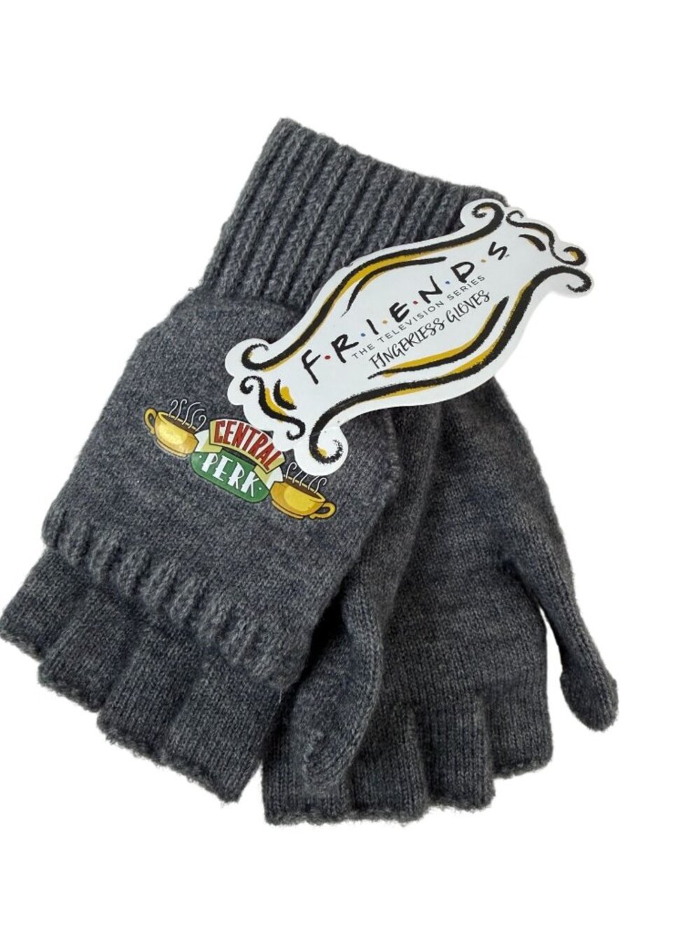 Friends Central Perk Knit Fingerless Gloves Gray Winter Accessory